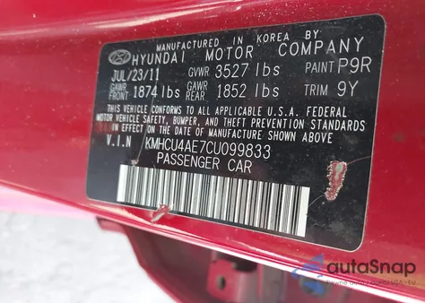 2012 Hyundai Accent Gls z USA, uszkodzony, nr VIN KMHCU4AE7CU099833